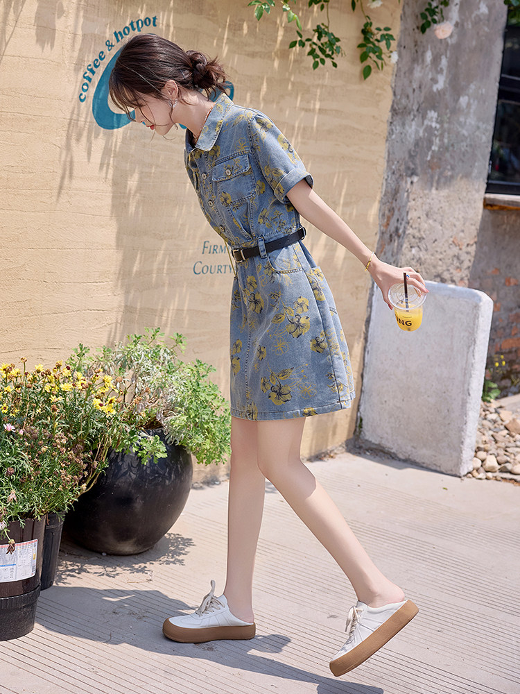 牛仔连衣裙女2025夏新炸街潮流高级感气质小个子设计感小众裙子潮,女装牛仔裙,E百度