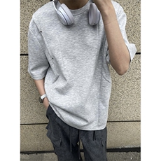 铆钉解构褶皱设计感短袖T恤重磅半袖上衣DX079P40，男装T恤，星座908