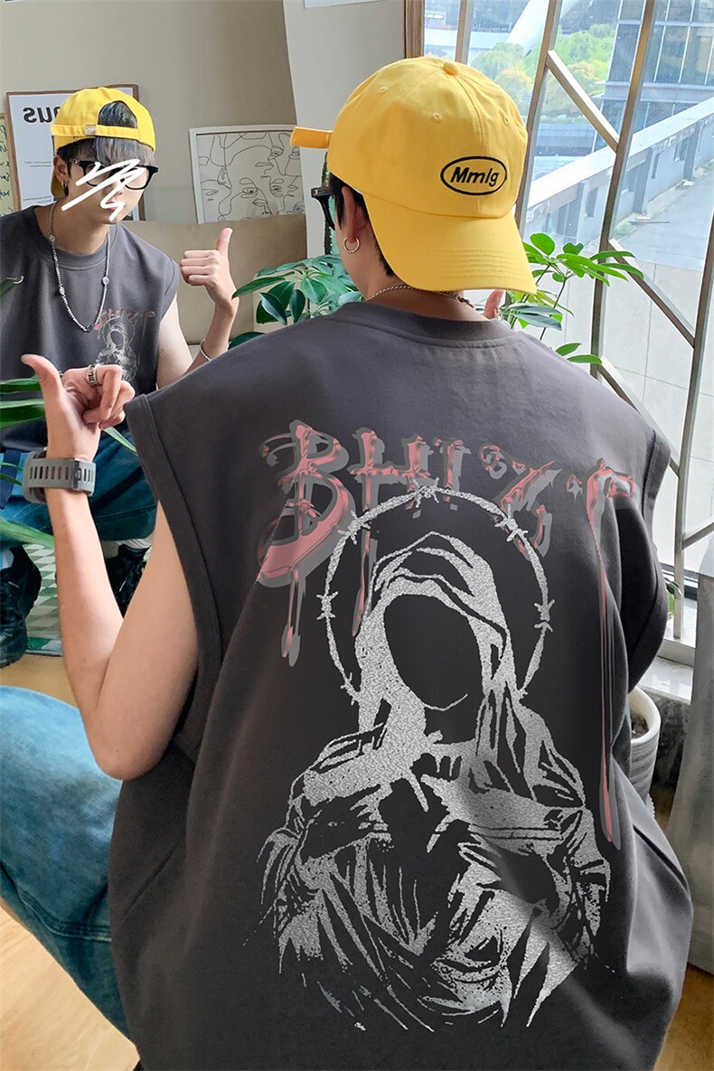B239-1225-P23夏季坎肩无袖T恤男装背心/马甲创意字母人像印花,男装背心/马甲,星座514-2(原B239)