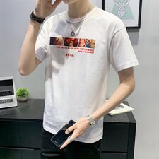 2021夏装店主风印花纯棉T恤男短袖圆领宽松t恤B248-NS9044-P35，男装T恤，电商B321-1
