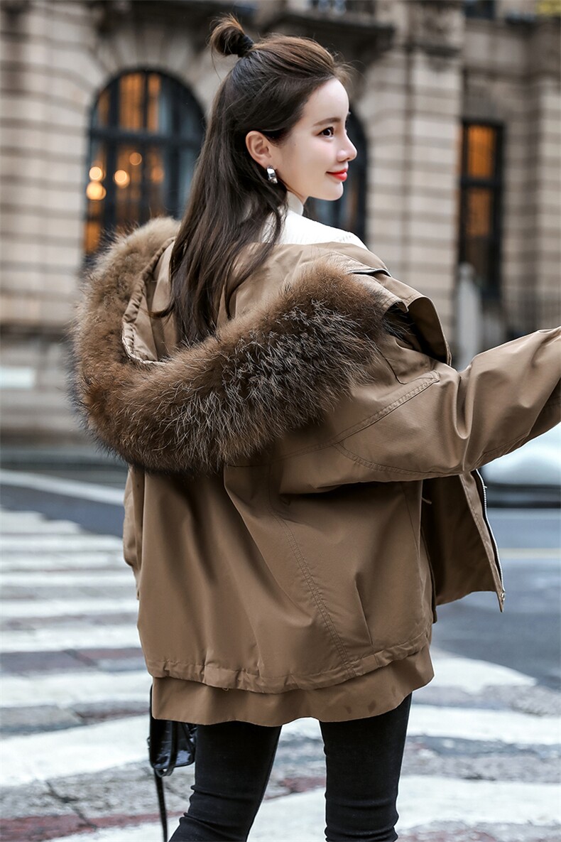 棉衣/棉服2021新款冬仿羊羔毛中长款工装带帽棉服女外套配毛领,女装棉衣/棉服,瑶迪依秀