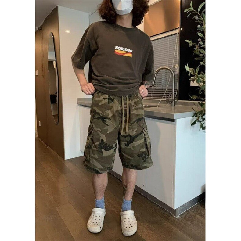 夏季工装短裤男潮牌ins宽松休闲中裤百搭韩版五分裤DK115p35图片