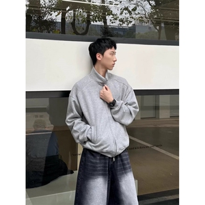 现货潮网图双拉链老钱风立领开衫卫衣外套男女WT31-特P58图片
