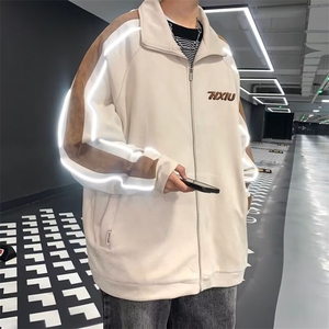 鹿皮绒外套男春秋款美式潮牌上衣冬季高街休闲男装夹克W4524-P75图片