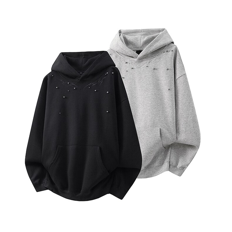 3D图复古加绒加厚刺绣连帽卫衣钉珠帽衫A025-Y113-P50加绒58,男装卫衣,电商A025