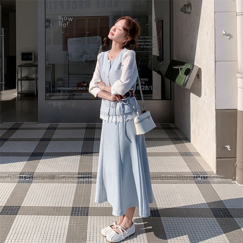 2026年春季法式优雅早春两件套套裙女温柔风气质穿搭,女装套装/套裙,霓裳依族
