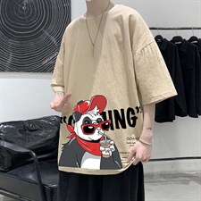 YT26218-P30亚短袖t恤男大码五分袖男宽松七分袖港风模特，男装T恤，电商A040