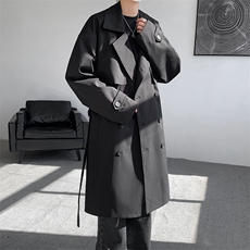现货中长款大衣男2025新款春季外套高级感英伦风衣F02525-P98，男装风衣，星座308B-2