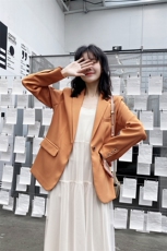 【现货】2021年秋装一粒扣休闲西装166-XZ01P90控148杏色，女装西装，茜茜公主