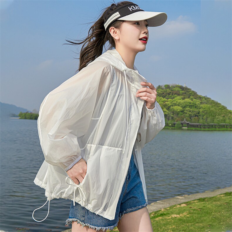 连帽防晒衣女2025夏季新款连帽宽松轻薄透气时尚漂亮防晒服短外套,女装短外套,蝶眷