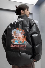 均可提供短视频高品质港风水彩花PU皮加厚棉衣PM113-p110控148，男装棉衣，星座508（原C305）