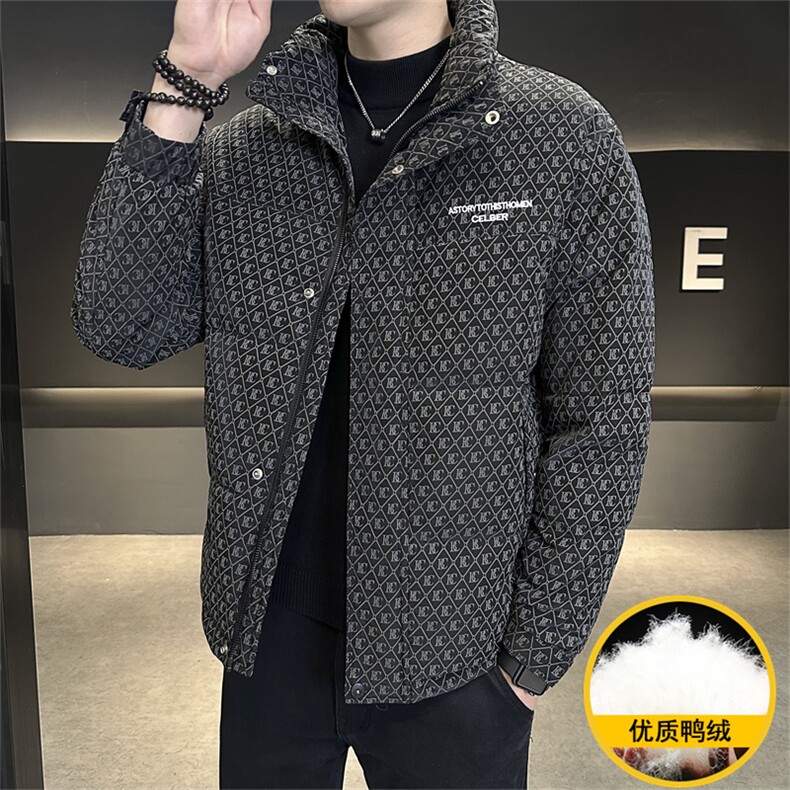 男士冬季标羽绒服时尚立领帅气百搭鸭绒保暖青年夹克外套,男装夹克,电商A225