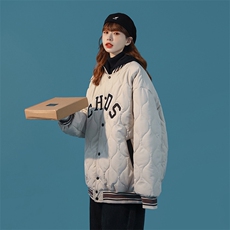 MY033-P135假两件连帽棒球服撞色拼接葫芦花绗线棉服中性控155，男装棉衣，星座1408-1