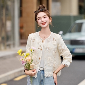 闺舍刺绣流苏设计轻薄外套女2025夏季优雅气质不规则新中式空调衫图片