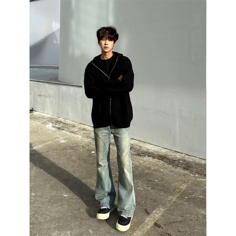 网图有货美式高街针织毛衣拉链连帽开衫男女宽松外套A975-P55,男装针织衫/毛衣,星座1505