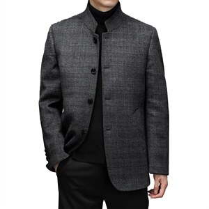 冬季羊毛毛呢大衣男立领呢子外套中年冬装中年风衣YYN88605-P295,男装毛呢大衣,电商B212（原钱塘6029）