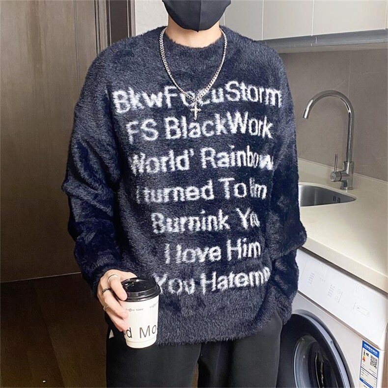 M891-特P58毛衣男款美式高街潮牌慵懒风痞帅休闲宽松针织衫外套,男装针织衫/毛衣,电商D310B-1