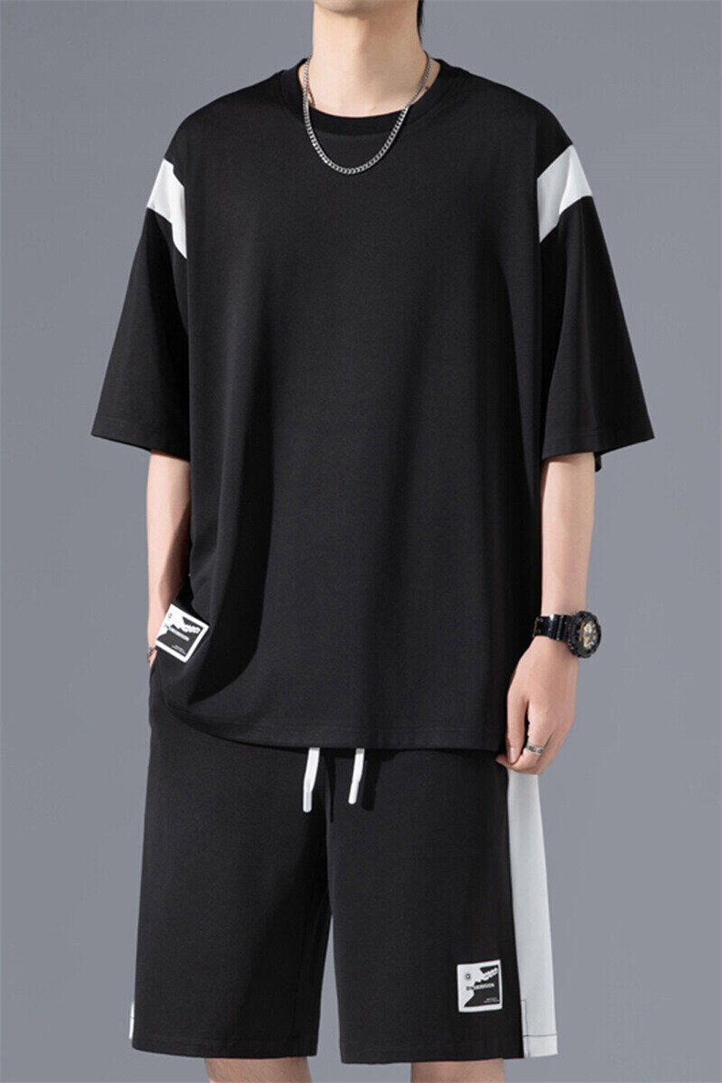 2025夏季新款无影墙大码冰丝短袖套装M-5XHQ24532-特P55,男装休闲套装,电商A022