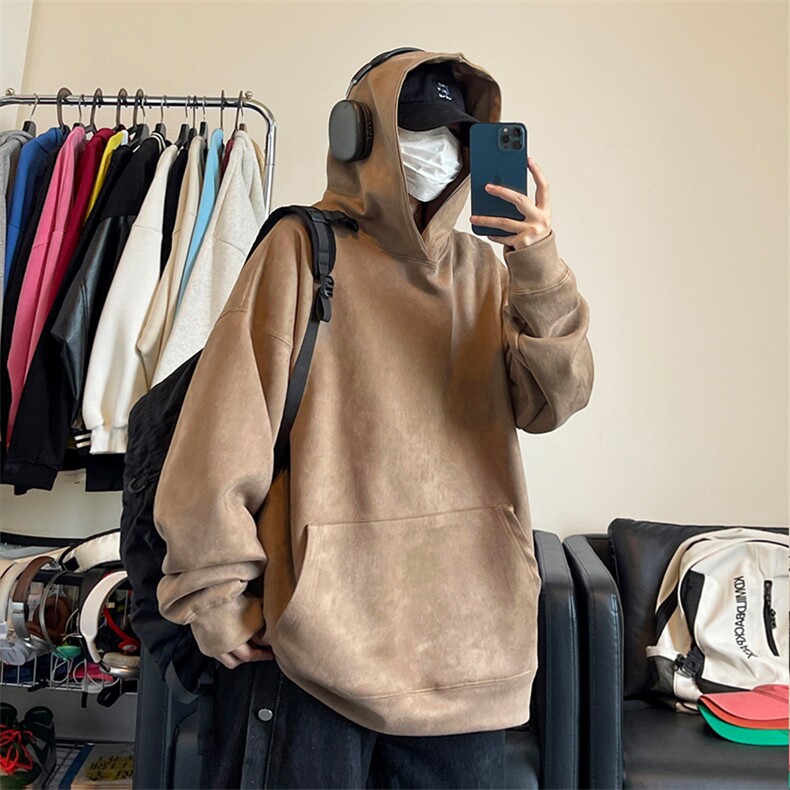 潮流麂皮绒连帽九色卫衣大码宽松休闲内搭W4613-P35【特价】,男装卫衣,电商A007