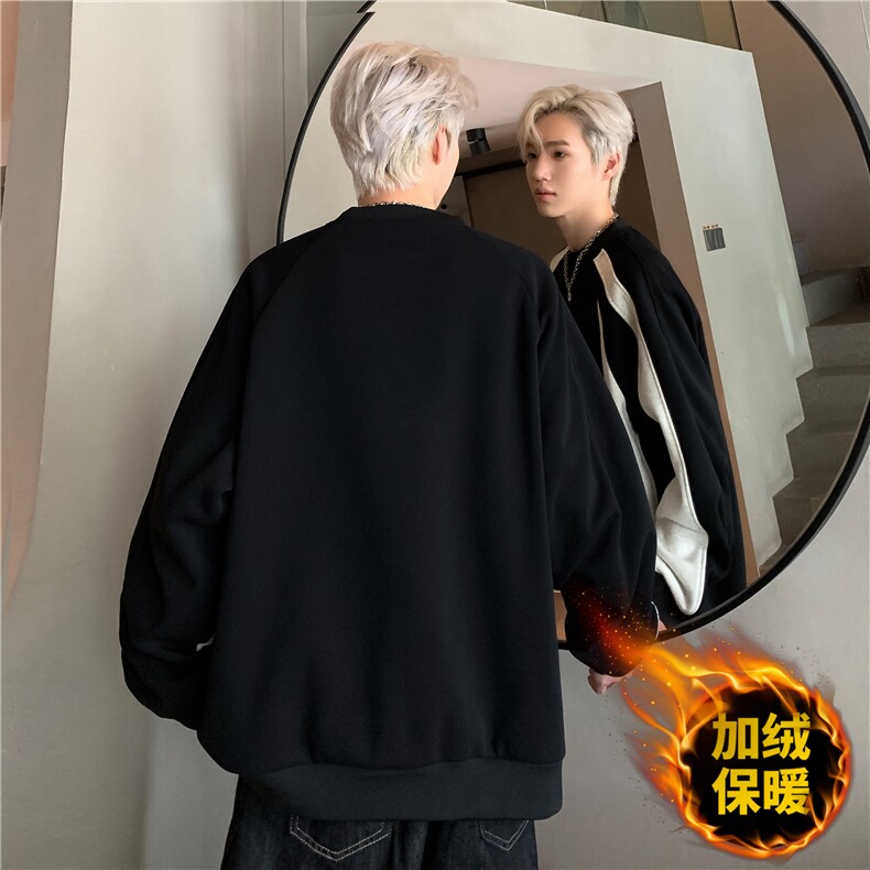 美式潮牌圆领卫衣男秋冬季宽松撞色加厚情侣上衣男W0112-P73,男装卫衣,电商C307