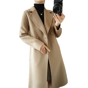 百搭羊毛呢子大衣女中长款外套显瘦气质双排扣设计大气秋冬季必备，女装毛呢外套，豪顺羊绒