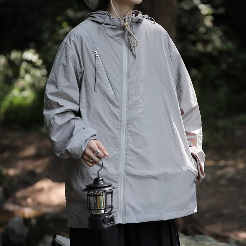 夏季薄款连帽防晒衣男潮牌宽松外套港风户外防紫外线夹克F011-P40,男装夹克,星座308B-2
