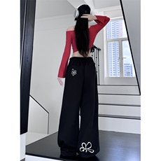 美式休闲运动卫裤女时尚高腰直筒阔腿工装裤男潮K0855-P43，男装休闲裤，星座308B-2
