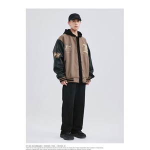 J9863-P62美式复古潮流新款拼接棒球服宽松休闲夹克外套图片
