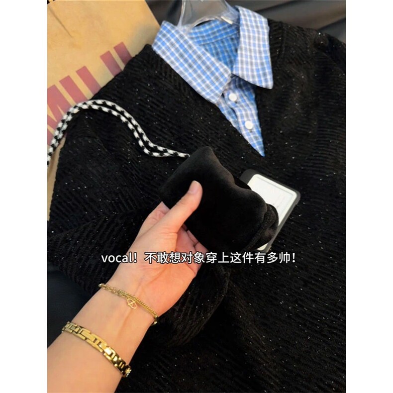 网图YK86151-38加绒43聚酯纤维假两件满天星卫衣男冬季,男装卫衣,电商A086-1