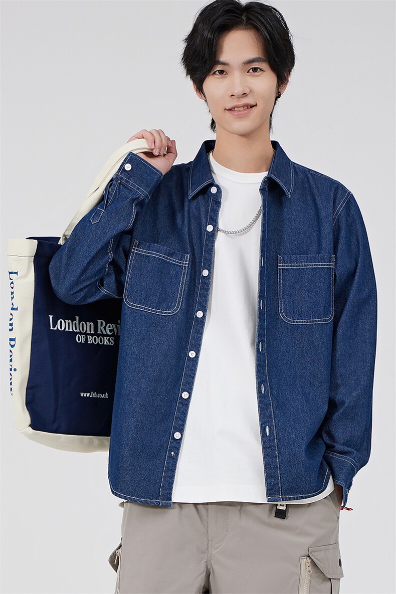 R-DM633002男式2024年秋季新款长袖夹克翻领休闲短款牛仔服外套,男装夹克,电商B360