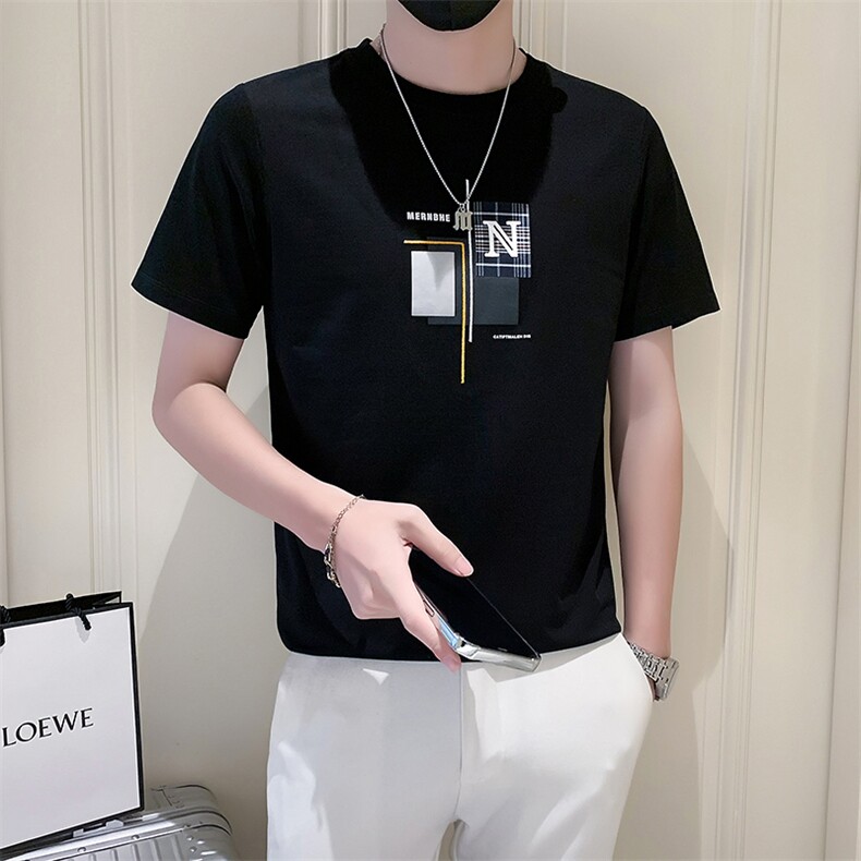 社会小伙2025新款夏季短袖T恤男士印花半袖A313-1-5816-P4868,男装T恤,电商A313-1