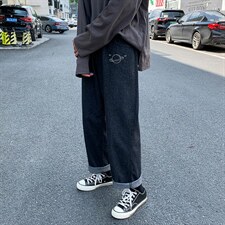 NK44238-P38直筒牛仔裤男士大码宽松九分裤男休闲长裤子男,男装休闲裤,电商A040