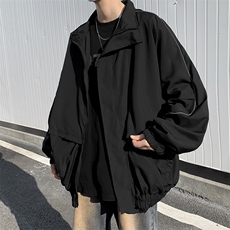美式高街冲锋衣外套男春季潮牌侧边条纹上衣高级感痞帅机车服夹克，男装夹克，星座410-7