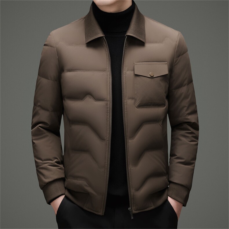 2025冬季脱卸领50绒子白鸭绒羽绒服外套中年男装加厚羽绒服夹克图片