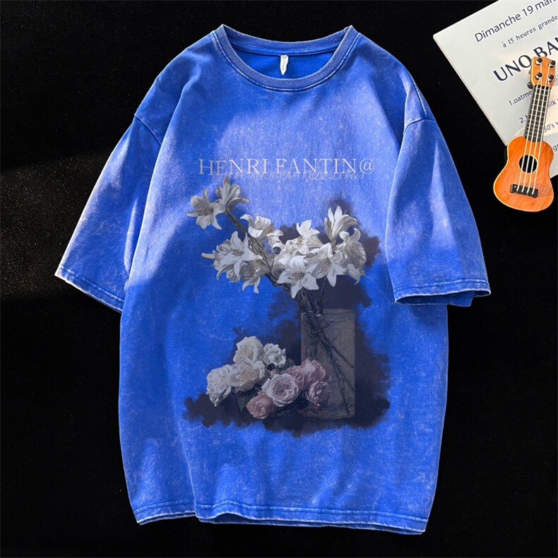 水洗做旧短袖美式复古重磅大码潮牌朋克暗黑T恤xz301B-JB5223-P35图片