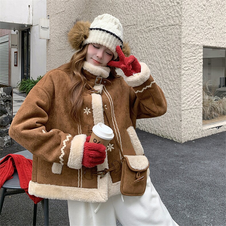 新款!现货!重工刺绣皮毛一体外套配包包6927-P215-K328,女装派克服,2D034