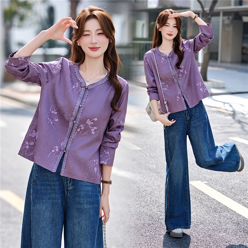 现货重工艺新款新中式春季刺绣提花设计感时尚气质减龄外套，女装短外套，韩美纤衣