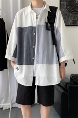 衬衫男短袖韩版潮流宽松外穿衬衣潮牌百搭休闲上衣A161-CT505-P45，男装衬衫，电商A161-2