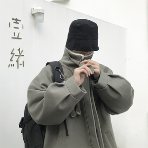 秋冬呢料港风ins纯色加厚羊羔毛短款男保暖棉衣 A071-089-P125图片