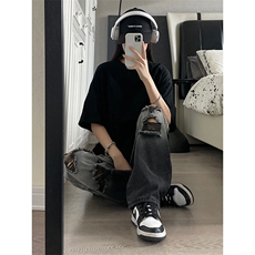 美式ins高街小众hiphop夏季破洞牛仔裤货号K729P60，男装牛仔裤，电商A063
