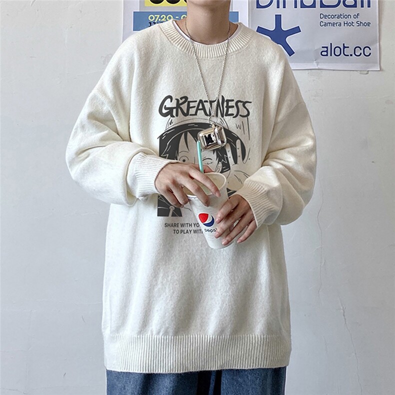 港风秋冬海贼王宽松休闲圆领毛衣男M6814P55控68,男装针织衫/毛衣,电商A268A