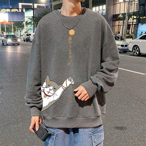 S6013-P28加绒款-P33秋季圆领卫衣男大码韩版宽松长袖外套，男装卫衣，电商A040