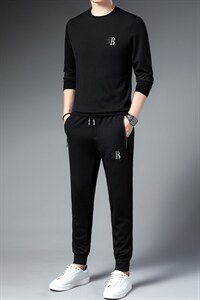 男士长袖T恤套装2023春秋季新款中青年休闲运动宽松潮流两件套图片