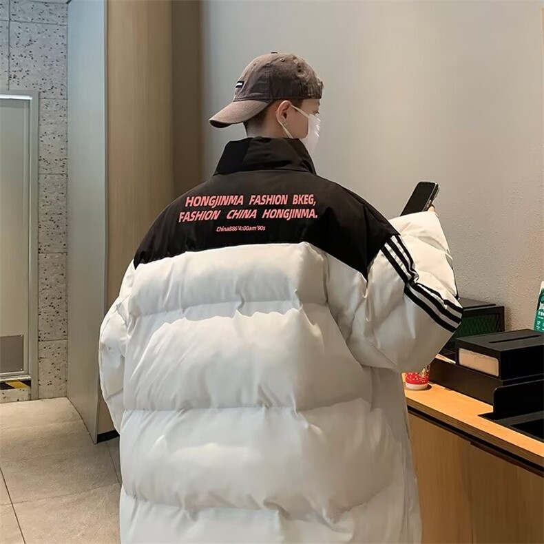 美式拼接条纹棉服棉衣男冬季外套小众街头加厚面包服MF232-P100,男装棉衣,星座412-3