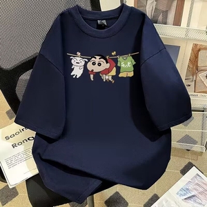 卡通日系风蜡笔小新印花纯棉短袖t恤男女夏季潮牌宽松百搭上衣ins