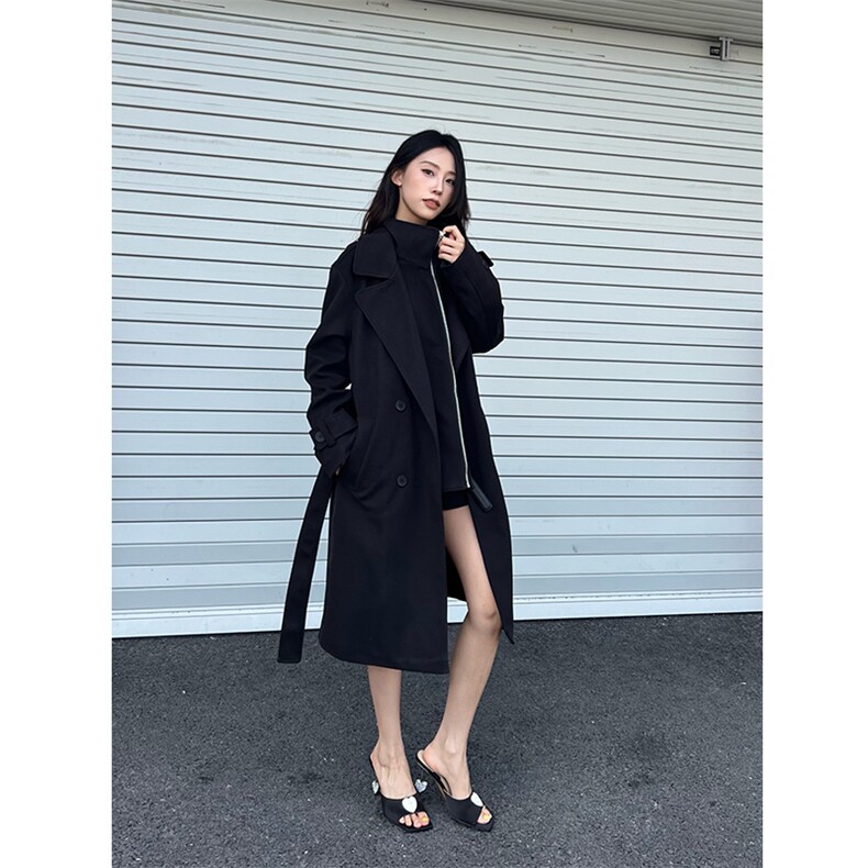 设计感假两件毛呢大衣男女中长款过膝西装领呢子风衣-FY913特P95,男装西服套装,电商B289