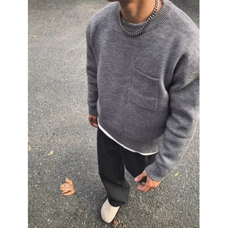 针法毛衣男士休闲圆领打底衫加厚秋冬季内搭上衣针织衫线衣男图片