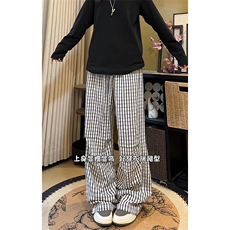 2026春夏衔接新款格子褶皱拖地休闲裤男K6709-特P32建议零售价78，男装休闲裤，电商A001