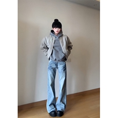 【有货】NZ455CC-特P42冰蓝闪电纹水洗牛仔裤男女宽松裤子，男装牛仔裤，星座1007（原301D）