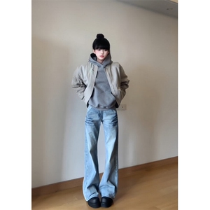 【有货】NZ455CC-特P42 冰蓝闪电纹水洗牛仔裤男女宽松裤子图片